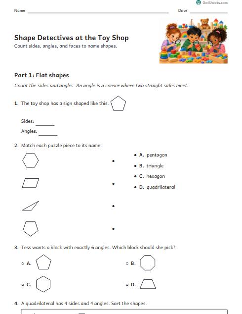 Shape Detectives at the Toy Shop worksheet preview