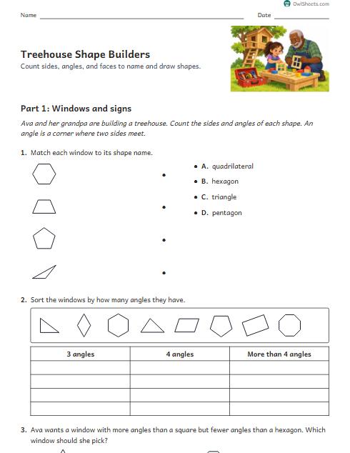 Treehouse Shape Builders worksheet preview