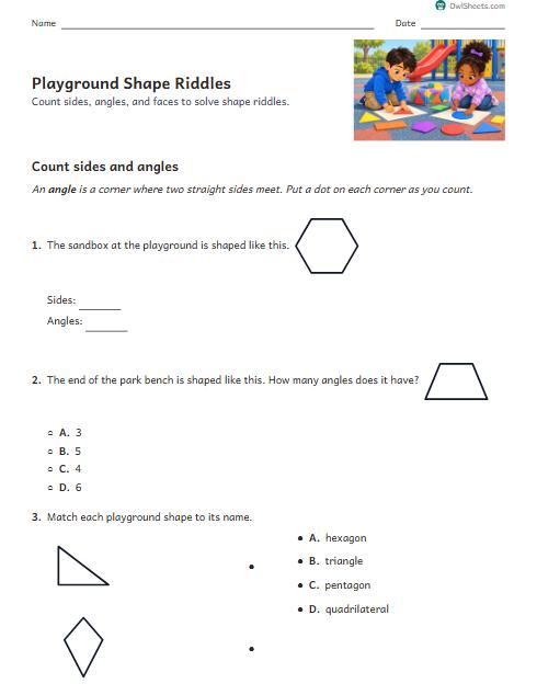 Playground Shape Riddles worksheet preview