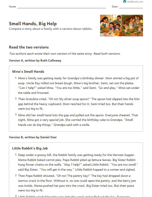 Small Hands, Big Help worksheet preview