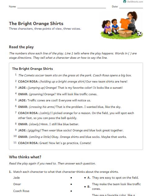 The Bright Orange Shirts worksheet preview