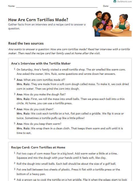 How Are Corn Tortillas Made? worksheet preview