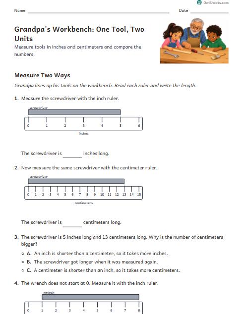 Grandpa's Workbench: One Tool, Two Units worksheet preview