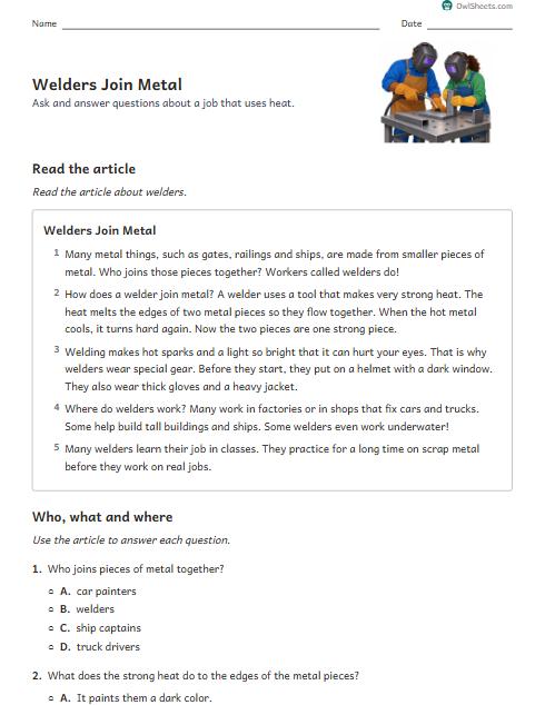 Welders Join Metal worksheet preview