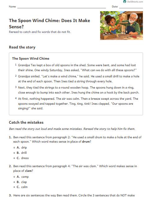 The Spoon Wind Chime: Does It Make Sense? worksheet preview