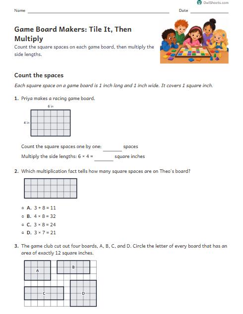 Game Board Makers: Tile It, Then Multiply worksheet preview