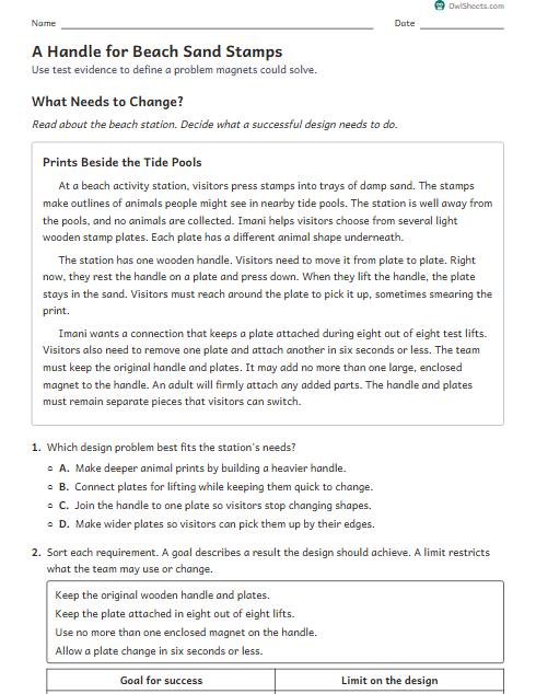 A Handle for Beach Sand Stamps worksheet preview