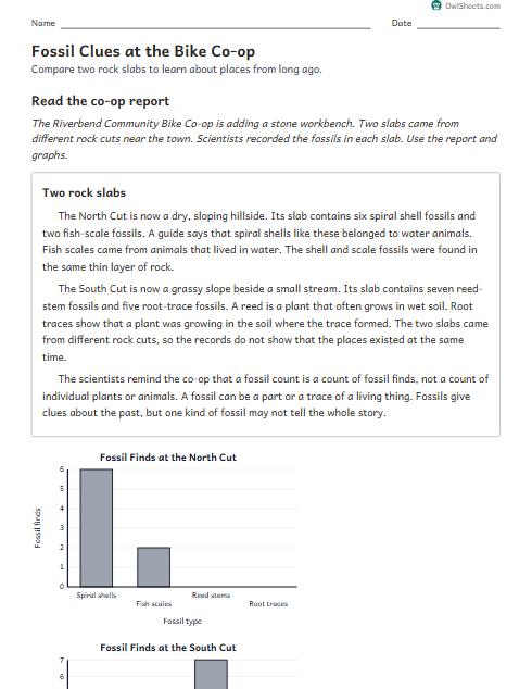 Fossil Clues at the Bike Co-op worksheet preview