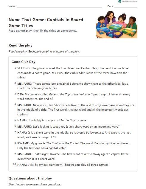 Name That Game: Capitals in Board Game Titles worksheet preview