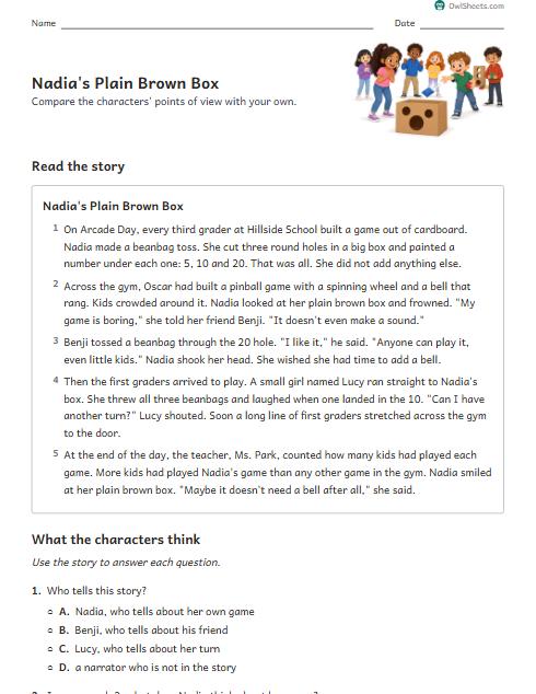 Nadia's Plain Brown Box worksheet preview