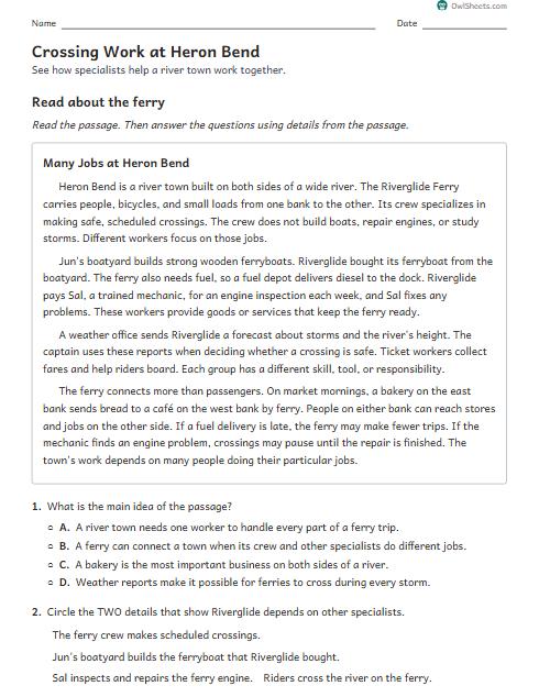 Crossing Work at Heron Bend worksheet preview