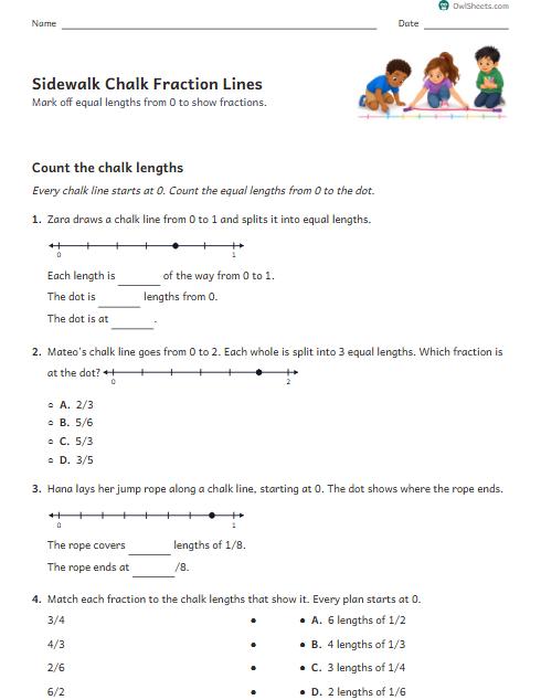 Sidewalk Chalk Fraction Lines worksheet preview