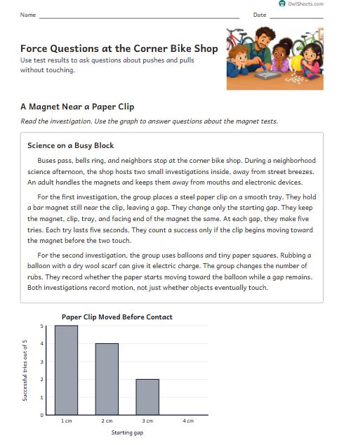 Force Questions at the Corner Bike Shop worksheet preview