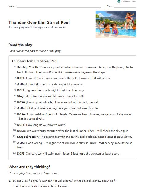 Thunder Over Elm Street Pool worksheet preview