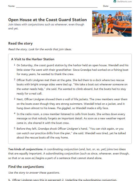 Open House at the Coast Guard Station worksheet preview