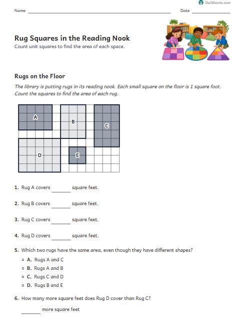 Rug Squares in the Reading Nook worksheet preview