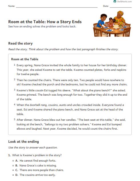 Room at the Table: How a Story Ends worksheet preview