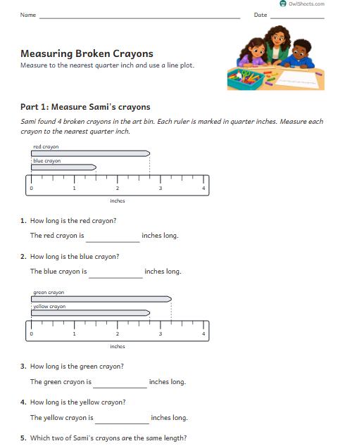 Measuring Broken Crayons worksheet preview