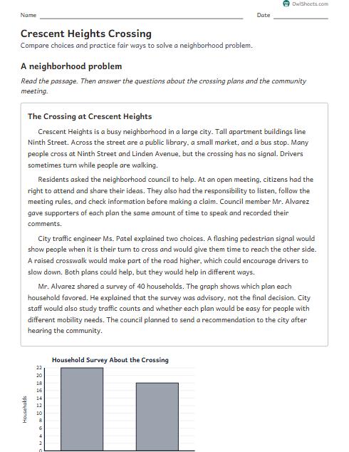 Crescent Heights Crossing worksheet preview