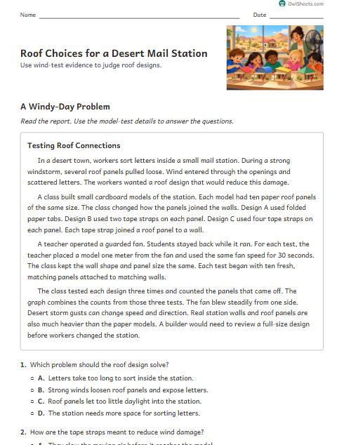 Roof Choices for a Desert Mail Station worksheet preview