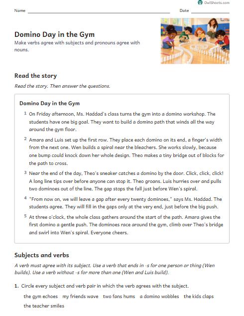 Domino Day in the Gym worksheet preview