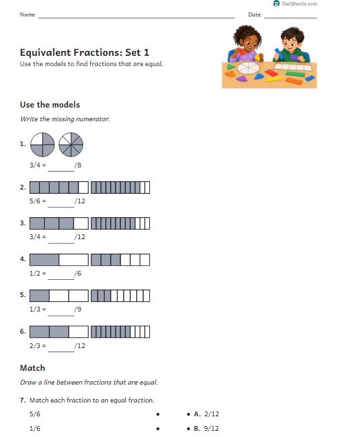 Equivalent Fractions: Set 1 worksheet preview