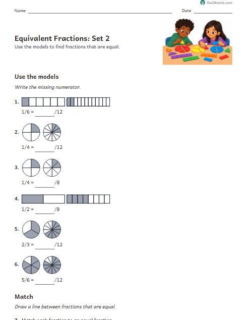 Equivalent Fractions: Set 2 worksheet preview