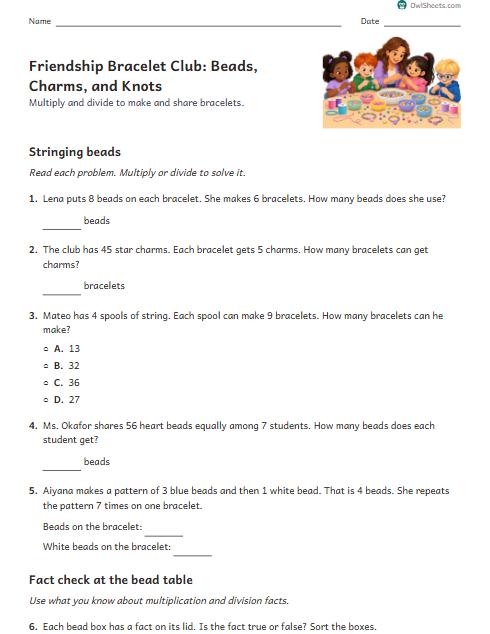 Friendship Bracelet Club: Beads, Charms, and Knots worksheet preview