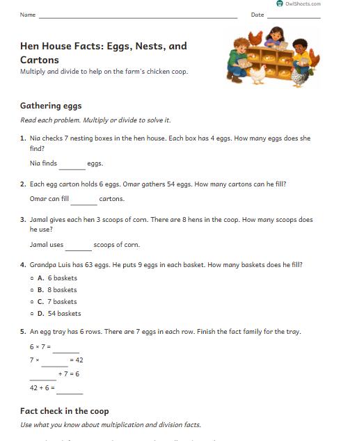 Hen House Facts: Eggs, Nests, and Cartons worksheet preview