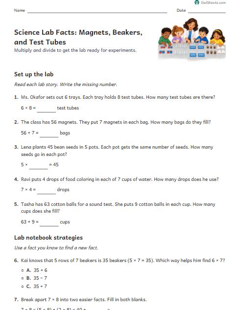 Science Lab Facts: Magnets, Beakers, and Test Tubes worksheet preview