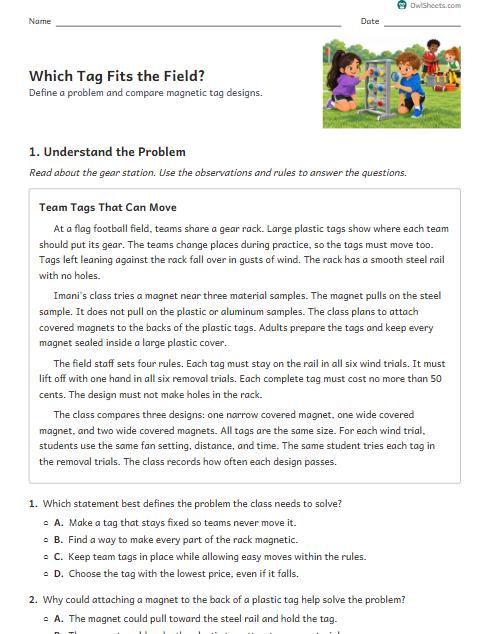 Which Tag Fits the Field? worksheet preview