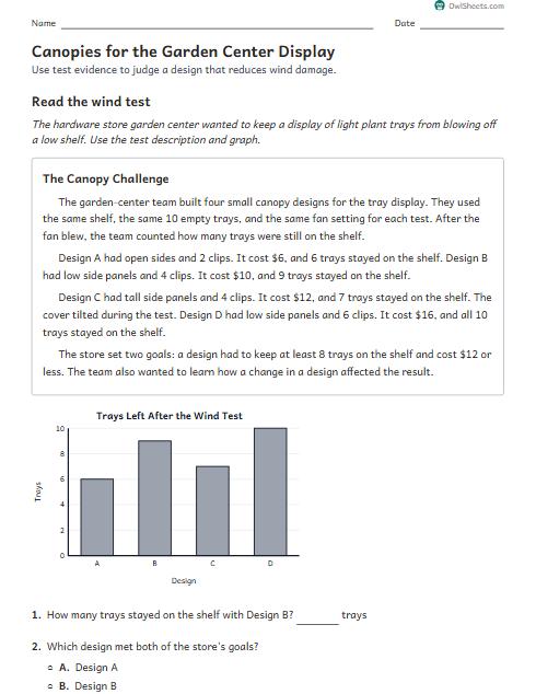 Canopies for the Garden Center Display worksheet preview