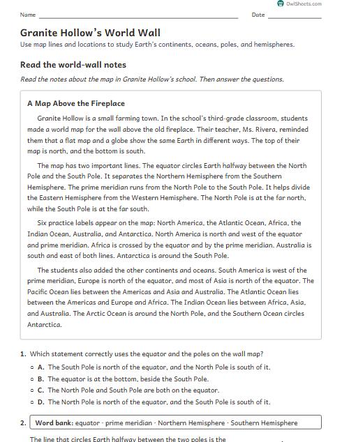 Granite Hollow’s World Wall worksheet preview