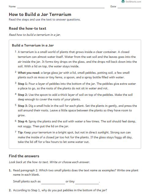 How to Build a Jar Terrarium worksheet preview