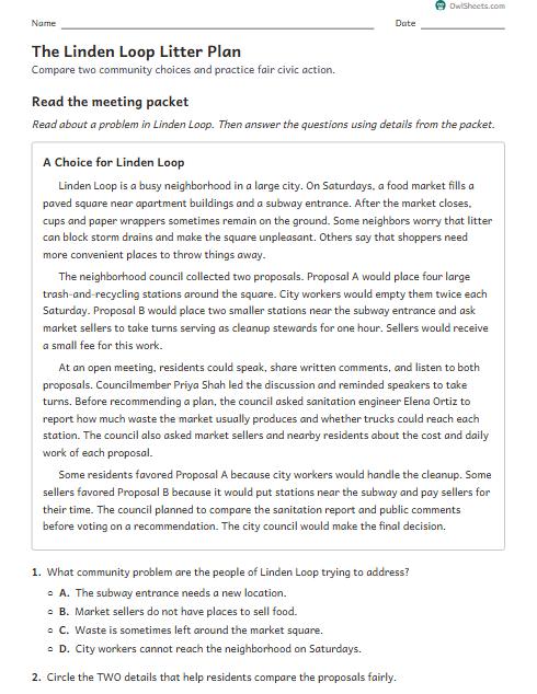 The Linden Loop Litter Plan worksheet preview