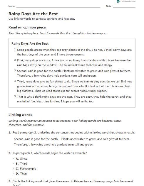 Rainy Days Are the Best worksheet preview