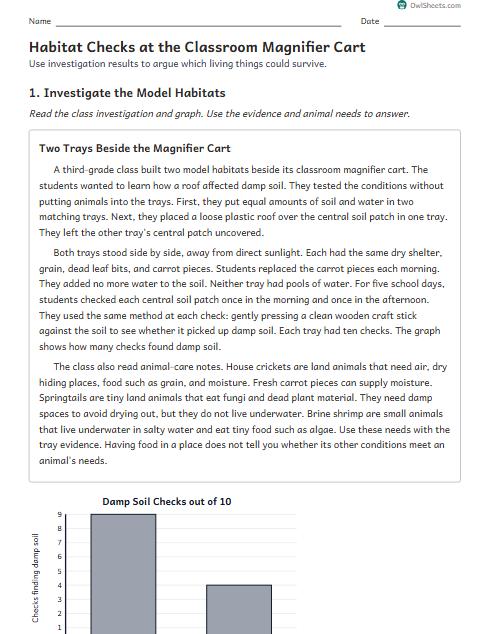Habitat Checks at the Classroom Magnifier Cart worksheet preview