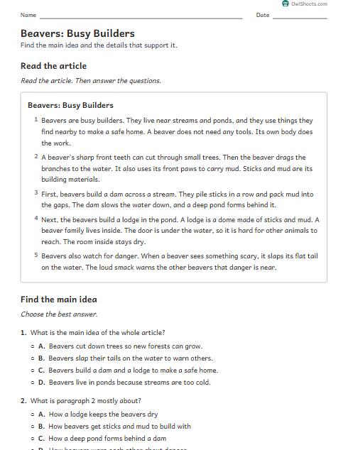 Beavers: Busy Builders worksheet preview
