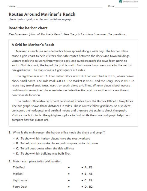 Routes Around Mariner's Reach worksheet preview