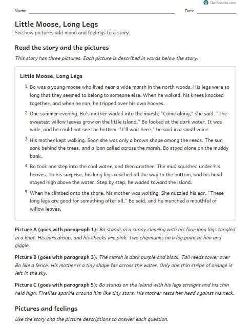 Little Moose, Long Legs worksheet preview