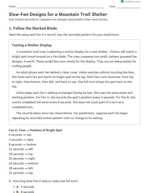 Slow-Fan Designs for a Mountain Trail Shelter worksheet preview