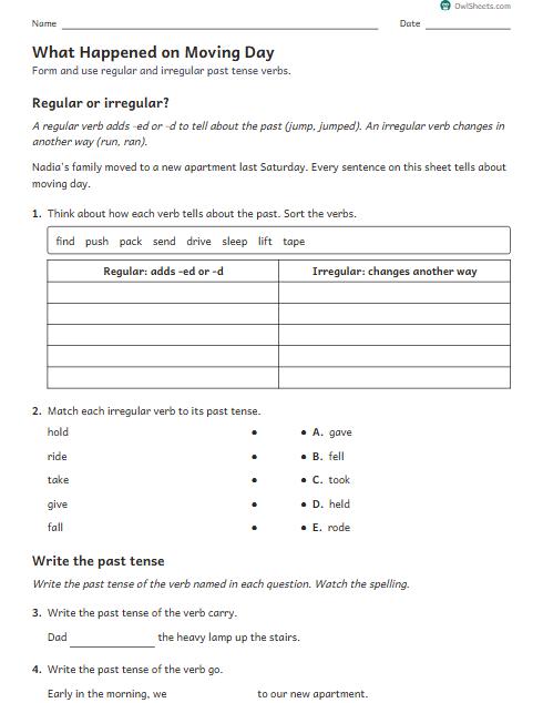 What Happened on Moving Day worksheet preview