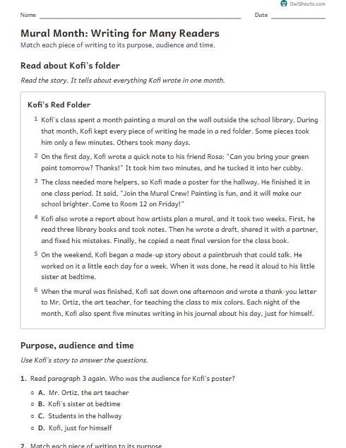Mural Month: Writing for Many Readers worksheet preview