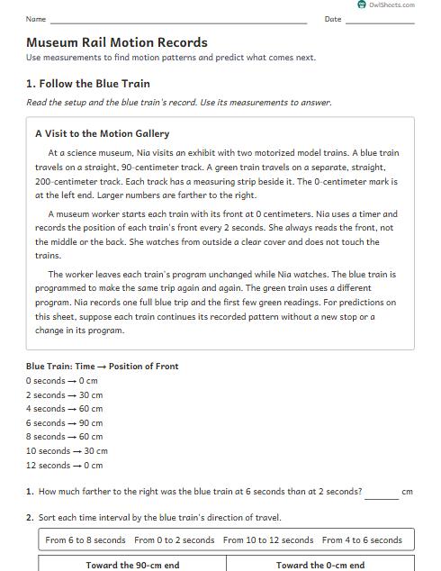 Museum Rail Motion Records worksheet preview