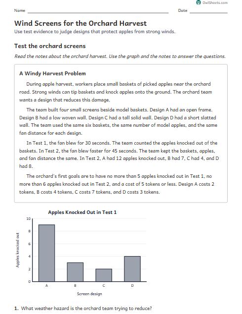 Wind Screens for the Orchard Harvest worksheet preview