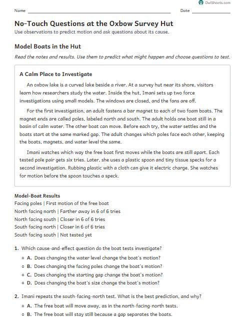No-Touch Questions at the Oxbow Survey Hut worksheet preview