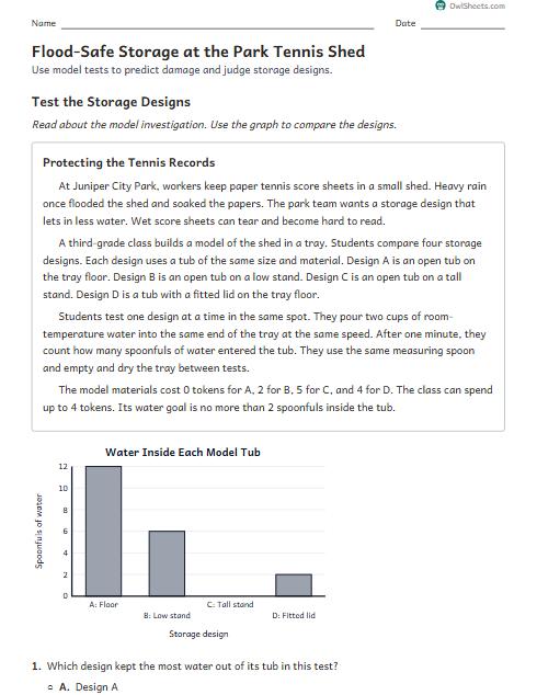 Flood-Safe Storage at the Park Tennis Shed worksheet preview