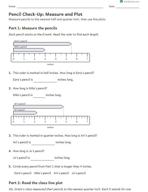Pencil Check-Up: Measure and Plot worksheet preview