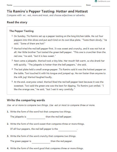 Tío Ramiro's Pepper Tasting: Hotter and Hottest worksheet preview