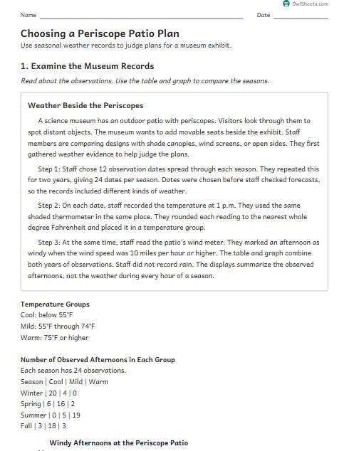 Choosing a Periscope Patio Plan worksheet preview